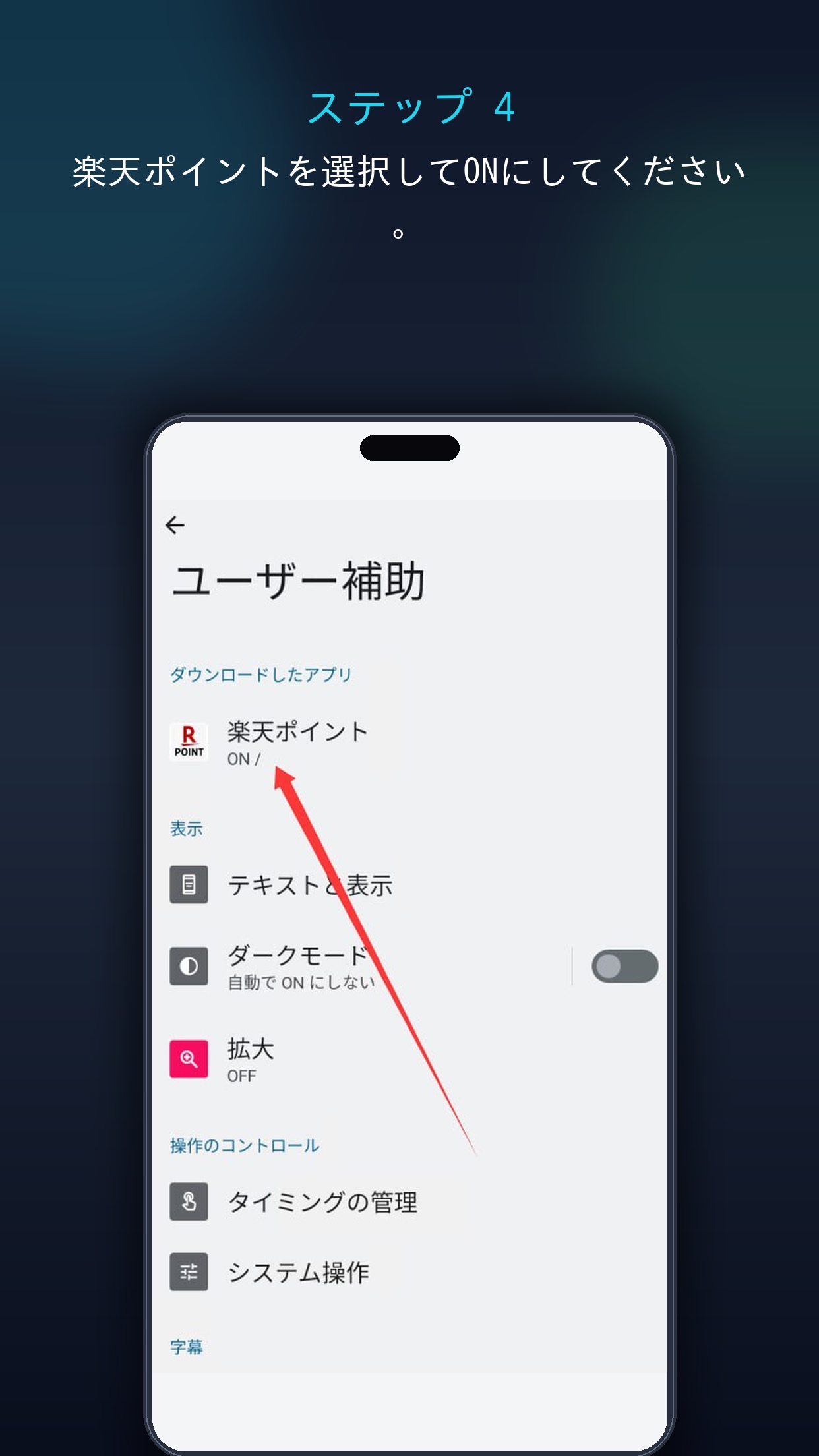 ステップ4 楽天pointをON